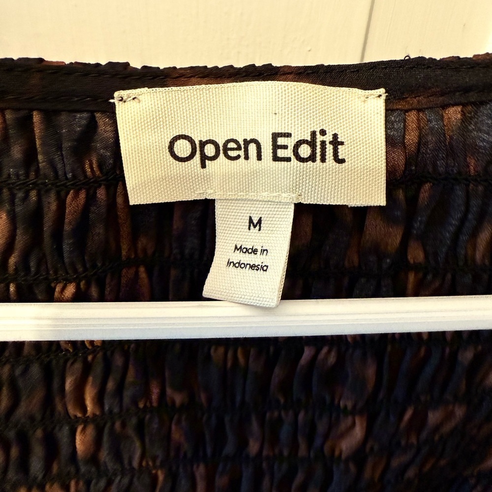 Open Edit Black Smocked Ruffled Blouse - Picture 2 of 2